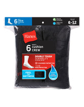Hanes Double Tough Men's Cushion Crew Socks, Shoe Sizes 6-12, 6-Pairs