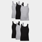 Hanes Men's Cotton Tank Top Undershirt, Black/Grey, 6-Pack