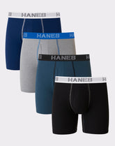 Hanes Ultimate Stretch Cotton Big Men’s Boxer Brief Underwear, Assorted, 4-Pack (Big & Tall Sizes)