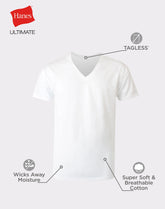 Hanes Ultimate Men’s V-Neck Undershirt Pack, ComfortSoft, White 6-Pack