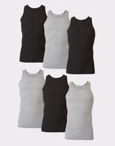 Hanes Ultimate ComfortSoft Men's Tank Undershirt, Black/Grey, 6-Pack
