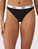 Hanes Soft & Breathable Women’s Ribbed Cotton Thong Underwear, 3-Pack