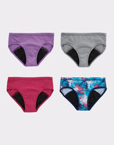 Hanes Comfort, Period. Girls' Hipster Period Underwear, Moderate Protection, Assorted, 4-Pack