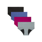 Hanes Comfort, Period. Girls' Boyshort Period Underwear, Moderate Leaks, Assorted Solids, 4-Pack