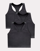 Hanes Originals Women's Racerback Crop Tank Top with Built-In Bra, 3-Pack