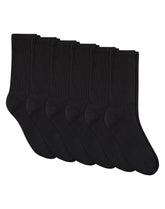 Hanes Unisex Plain Black Socks Pack, 6 Pairs, Crew Socks