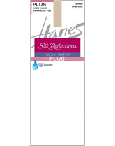 Hanes Silk Reflections Knee Highs, Enhanced Toe, 2-Pack (Plus Size)
