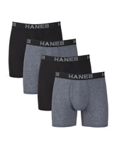 Hanes Ultimate Comfort Flex Fit Total Support Pouch Men's Boxer Brief Underwear, Black/Grey, 4-Pack