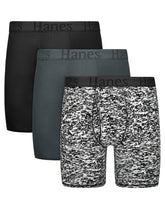 Hanes Originals Men's SuperSoft Boxer Brief Underwear, Viscose from Bamboo, Black/Grey/Print, 3-Pack