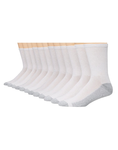 Hanes Double Tough Men's Crew Socks, Shoe Sizes 12-14, 12-Pairs