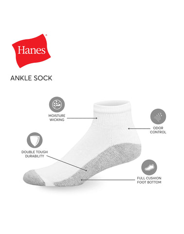 Hanes Men's Cushion Ankle Socks, 6-Pairs