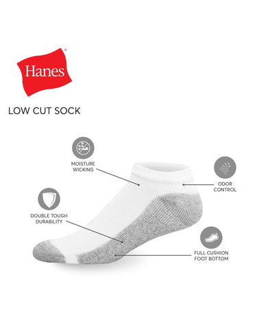 Hanes Double Tough Men's Low Cut Socks, Shoe Sizes 6-12, 12-Pairs