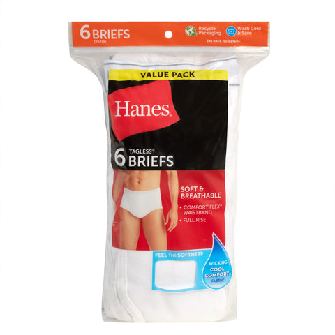 Hanes Men's White Brief Underwear, 6-Pack