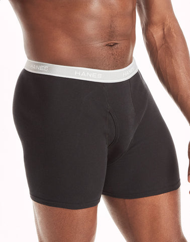 Hanes Men's Cotton Boxer Brief Underwear Super Value Pack, Black/Grey, 10-Pack