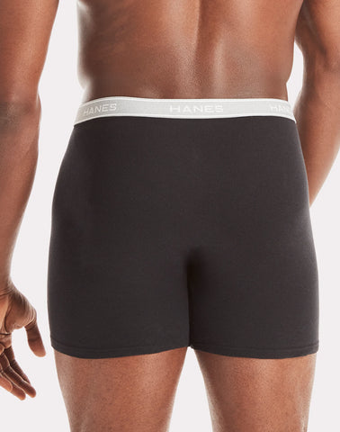 Hanes Men's Cotton Boxer Brief Underwear Super Value Pack, Black/Grey, 10-Pack