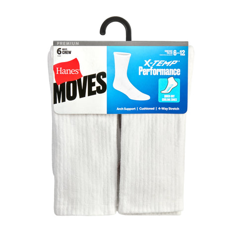 Hanes Men's Performance Cushioned Crew Socks,  6-Pack