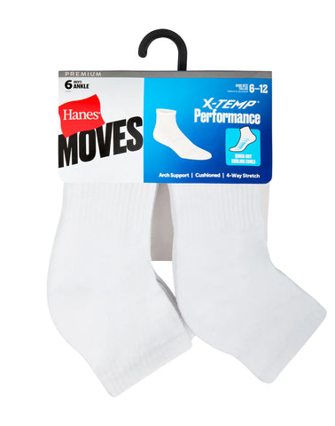 Hanes Men’s Performance Ankle Socks, 6-Pack