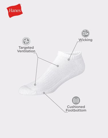 Hanes Men's Performance No Show Socks With Cushioned Heel & Toe, 6-Pack