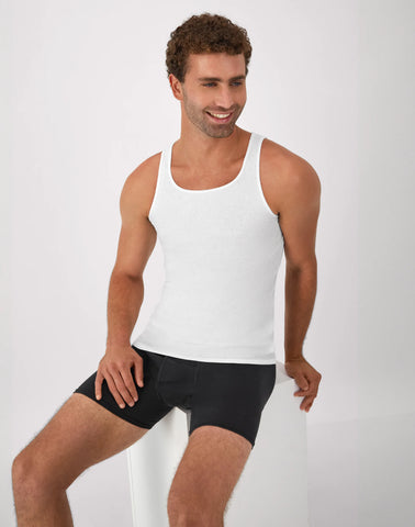 Hanes Men's Cotton Tank Undershirt, Moisture-Wicking, White, 6-Pack