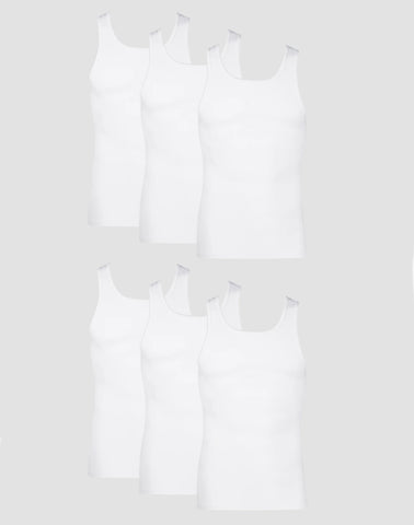 Hanes Men's Cotton Tank Undershirt, Moisture-Wicking, White, 6-Pack