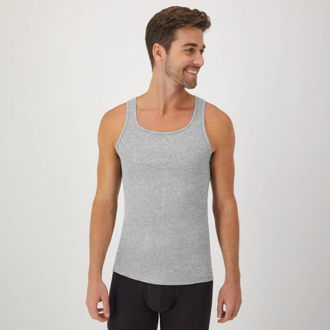 Hanes Men's Cotton Tank Top Undershirt, Black/Grey, 6-Pack