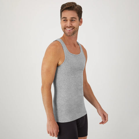 Hanes Men's Cotton Tank Top Undershirt, Black/Grey, 6-Pack