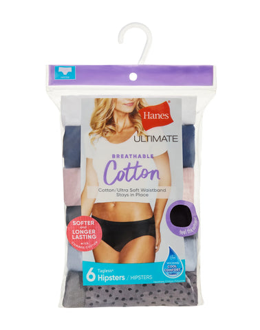 Hanes Ultimate Women's Breathable Hipster Underwear, 6-Pack