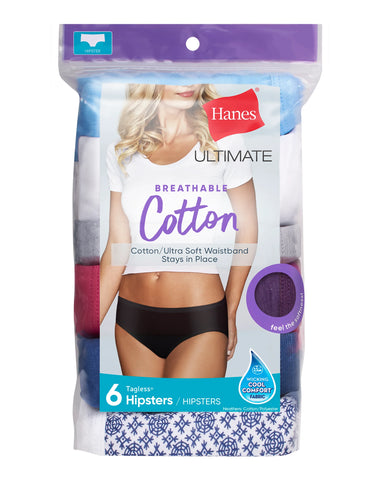 Hanes Ultimate Women's Breathable Hipster Underwear, 6-Pack