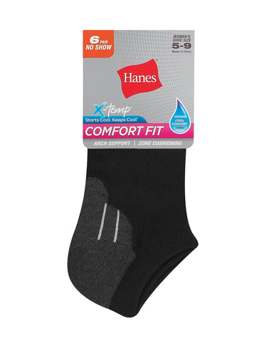 Hanes Comfort Fit Women's No-Show Socks, 6-Pairs