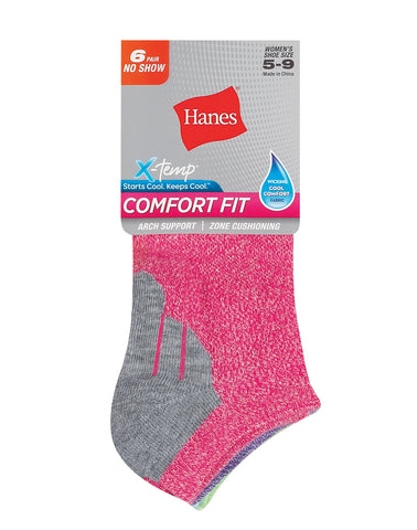 Hanes Comfort Fit Women's No-Show Socks, 6-Pairs