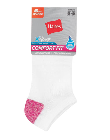 Hanes Comfort Fit Women's No-Show Socks, 6-Pairs