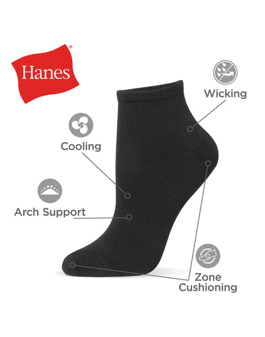 Hanes Comfort Fit Women's Ankle Socks, 6-Pairs