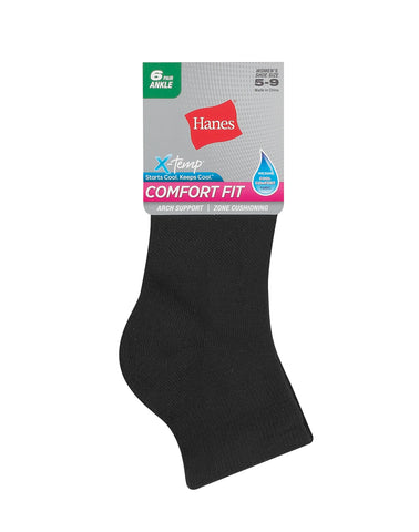 Hanes Comfort Fit Women's Ankle Socks, 6-Pairs
