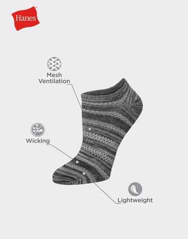 Hanes X-Temp Women's Super No Show Socks, Shoe Sizes 8-12, 6-Pairs