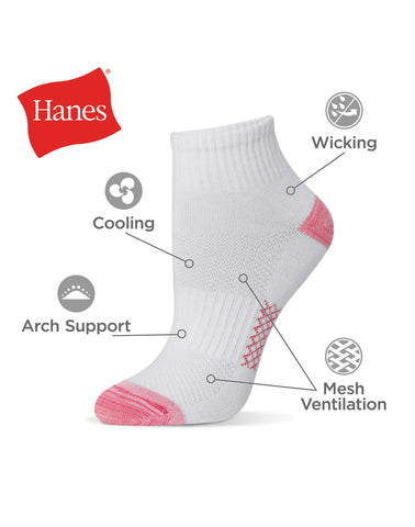 Hanes X-Temp Women's Ankle Socks, Extended Sizes, 6-Pairs