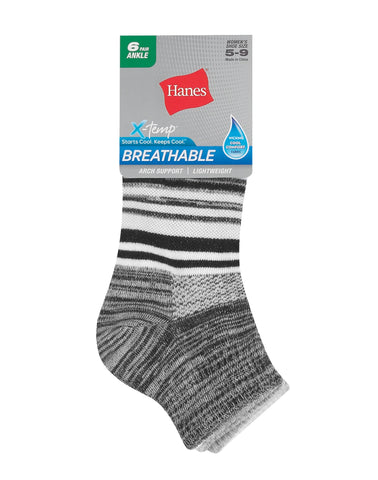 Hanes X-Temp Women's Ankle Socks, 6-Pairs