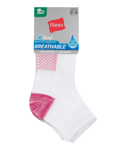 Hanes X-Temp Women's Ankle Socks, 6-Pairs