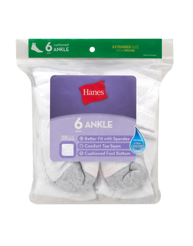 Hanes Women's Ankle Socks, Moisture-Wicking, 6-Pairs
