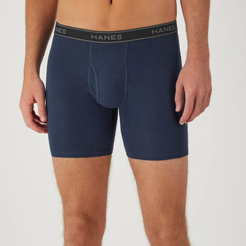 Hanes Men's Boxer Brief Value Pack, Moisture-Wicking Cotton, Assorted Solids, 6-Pack
