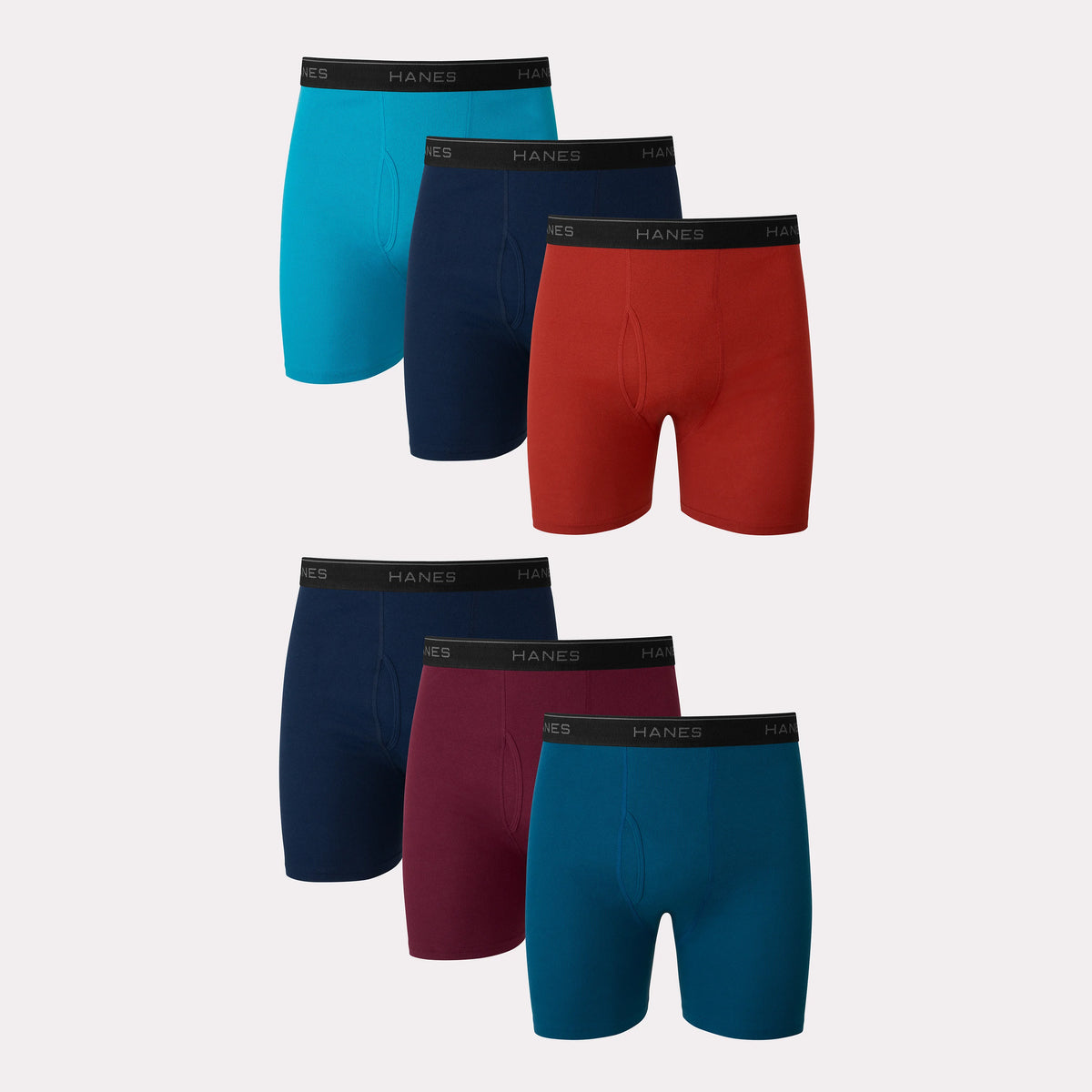 Hanes Men's Boxer Brief Value Pack, Moisture-Wicking Cotton, Assorted Solids, 6-Pack