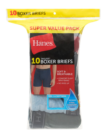 Hanes Men's Cotton Boxer Briefs, 10-Pack
