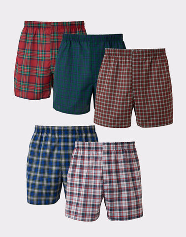 Hanes Ultimate Men's Boxer Underwear, Moisture-Wicking, Tartan Plaids, 5-Pack