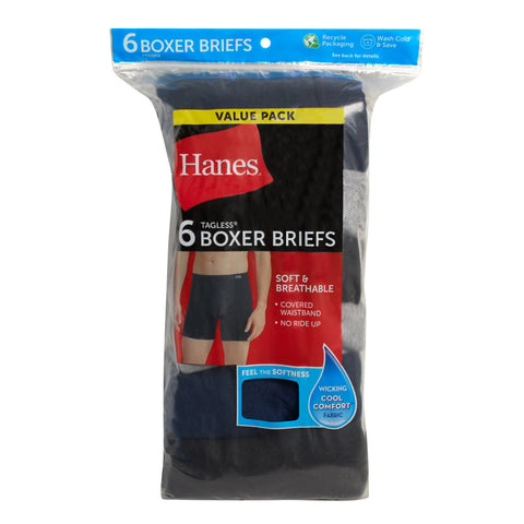 Hanes ComfortSoft Men's Cotton Boxer Brief Underwear, Moisture Wicking, 6-Pack