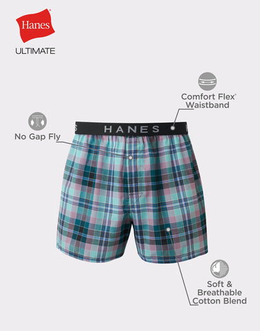 Hanes Ultimate Men's Boxer Underwear, Moisture-Wicking, 5-Pack
