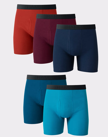 Hanes Ultimate Men’s Cotton Boxer Brief Underwear, Comfort Flex Waistband, Assorted, 5-Pack