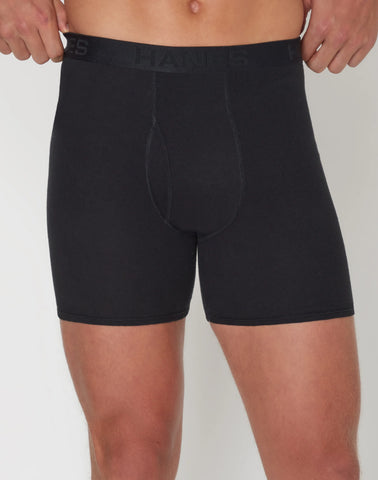 Hanes Ultimate Men’s Cotton Boxer Brief Underwear, Comfort Flex Waistband, Black/Grey, 5-Pack
