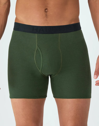 Hanes Ultimate Men’s Cotton Boxer Brief Underwear, Comfort Flex Waistband, Solids/Print, 5-Pack