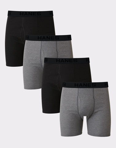 Hanes Ultimate Big Men’s Cotton Boxer Brief Underwear, 4-Pack (Big & Tall Sizes)