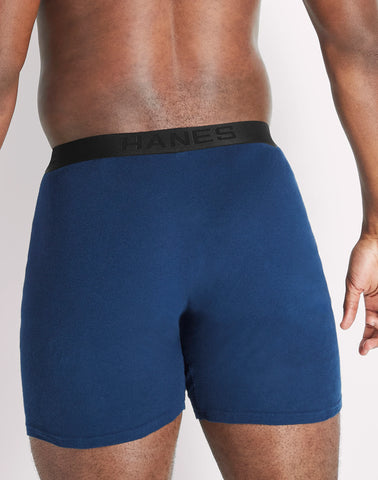Hanes Ultimate Big Men’s Cotton Boxer Brief Underwear, Blue-Red, 4-Pack (Big & Tall Sizes)