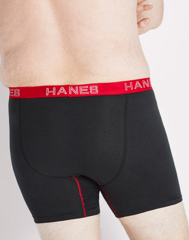 Hanes Ultimate Stretch Cotton Big Men’s Boxer Brief Underwear, Black,4-Pack (Big & Tall Sizes)